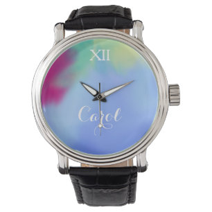 Montre Nom aquarelle personnalisé