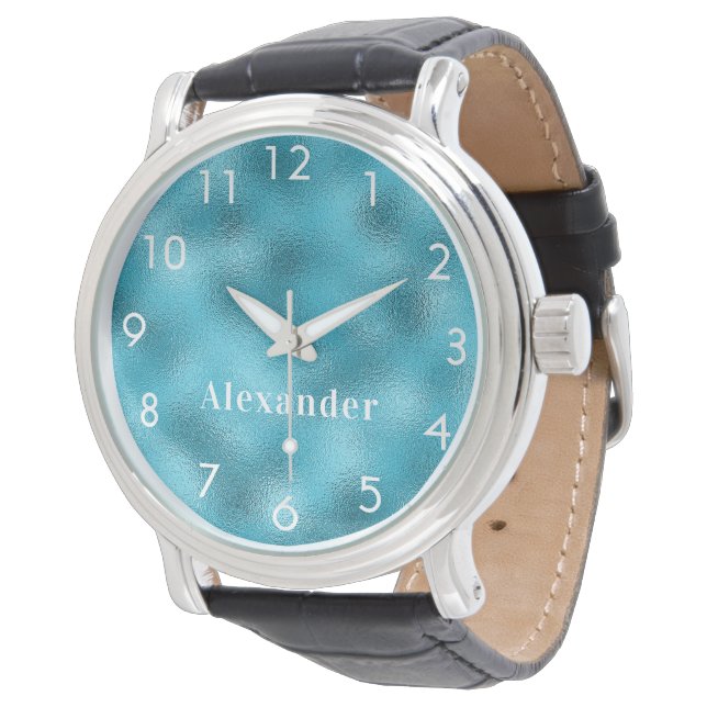 Montre Nom blanc bleu océan (Incliné)