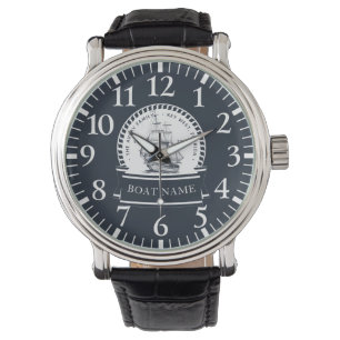 Montre Nom de famille du bateau bleu de luxe Navy