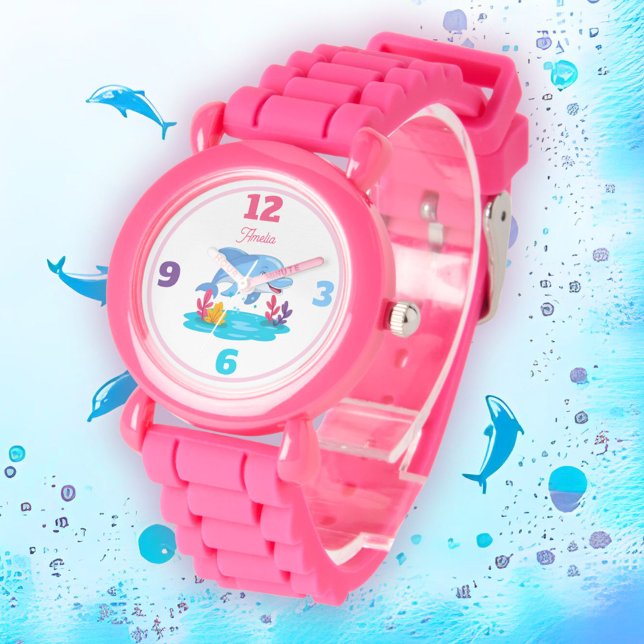 Montre Nom de fille d'animal marin dauphin mignon (Créateur téléchargé)