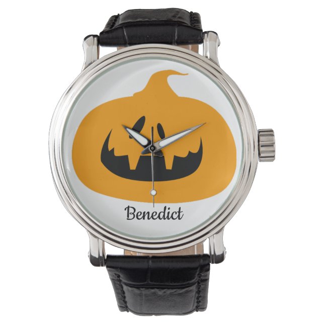 Montre Nom de la face du citrouille de l'Halloween simple (devant)