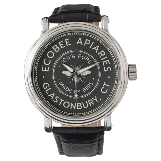 Montre Nom de l'abeille noire promotionnelle de l'apicult (devant)