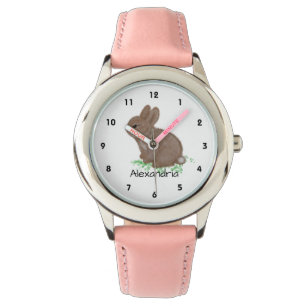 Montre Nom de lapin de bois mignon Personnalisé