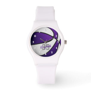 Montre nom de l'athlète maillot numéro violet blanc baske
