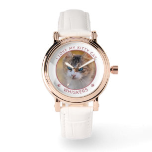 Montre Nom de photo de chat mignon Empreintes de pattes r