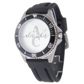 Montre Nom de script élégant Monogramme personnalisé init (Incliné)