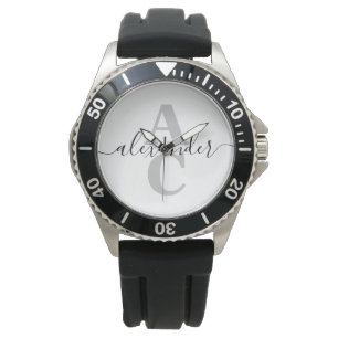 Montre Nom de script élégant Monogramme personnalisé init
