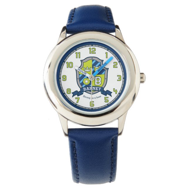 Montre Nom des garçons Barney signifiant crête bleu vert (devant)