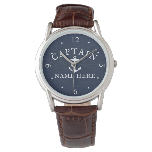 Montre Nom du capitaine de bateau Ancre marine bleu marin (devant)