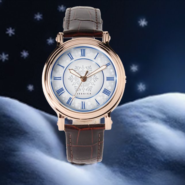 Montre Nom du monogramme de fille Mandela bleu élégant (Créateur téléchargé)