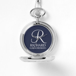 Montre Nom et monogramme du Groomsman personnalisé