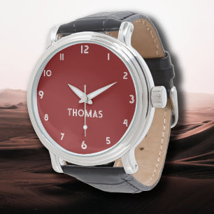 Montre Nom Fille Garçon Femmes Hommes   Brick Red Stylish