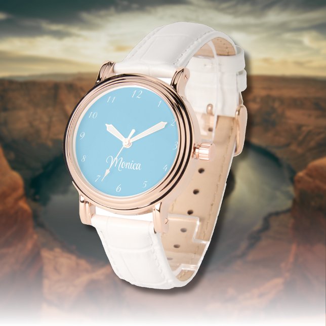Montre Nom Fille Garçon Femmes Hommes | Sky Blue Elegant (Créateur téléchargé)