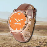 Montre Nom Fille Garçon Femmes Hommes | Sunset Orange Sty<br><div class="desc">Nom personnalisé Fille garçon femmes hommes | Neon Sunset Orange Jaune Elegant Montre Moderne | Classique | Élégant | tendance | Style | Cadeau. Vous pouvez choisir d'ajouter votre nom, le nom d'un proche ou un message spécial. Qu'il s'agisse d'un cadeau sincère pour quelqu'un qui vous est cher ou d'un...</div>