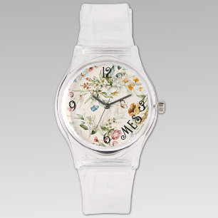 Montre Nom, Florales Néerlandaises, Silicone Clair Femmes