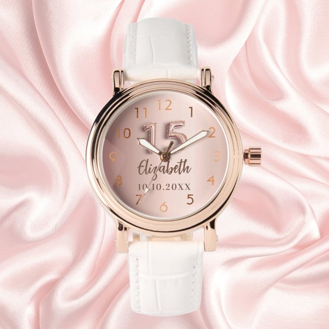 Montre Nom or rose Quinceanera (Créateur téléchargé)