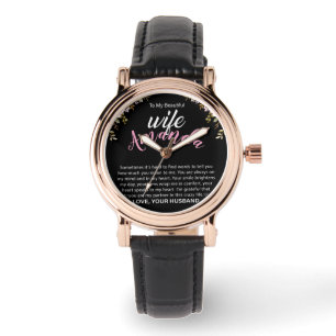 Montre Nom personnalisé avec message rose pour femme