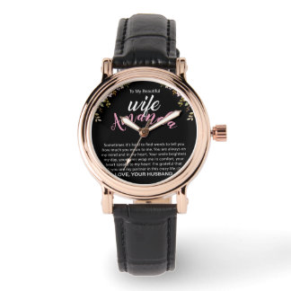 Montre Nom personnalisé avec message rose pour femme