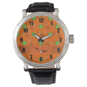 Montre Nom personnalisé balles de tennis orange