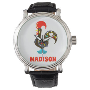 Montre Nom personnalisé Barcelos Portuos Rooster Noir