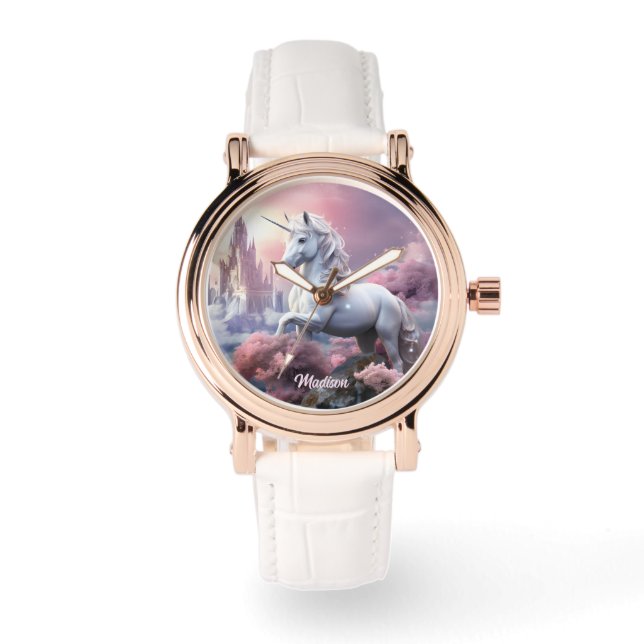 Montre Nom personnalisé belle licorne (Recto)