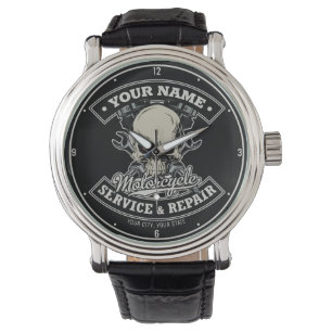 Montre Nom personnalisé Biker Mécanique Skull Motorcycle 