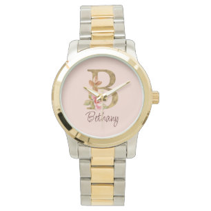 Montre Nom personnalisé Blush Rose Gold lettre B