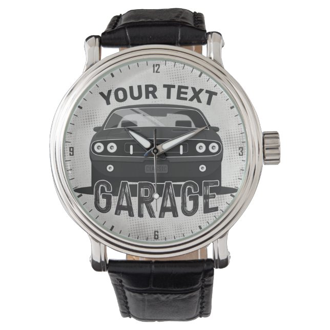 Montre Nom personnalisé Classic Muscle Garage Retro (devant)