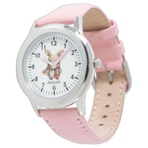 Montre Nom personnalisé cool Lapin avec écusson