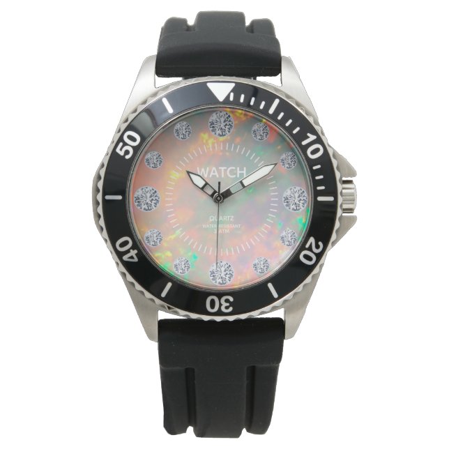 Montre Nom personnalisé de la numérotation Solitaire Opal (devant)