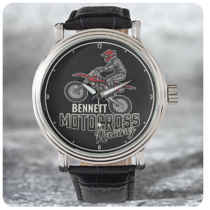 Montre Nom personnalisé Dirt Vélo Rider Motocross Racing