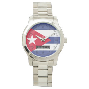 Montre Nom personnalisé du drapeau cubain