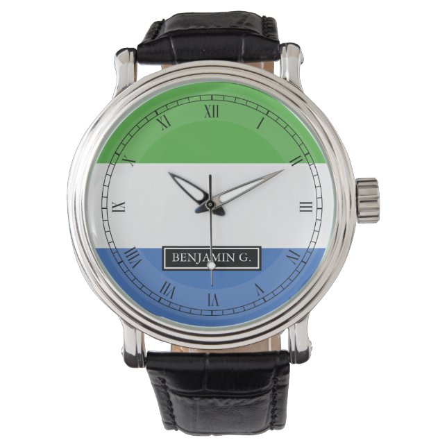 Montre Nom personnalisé du drapeau de la Sierra Leone (devant)