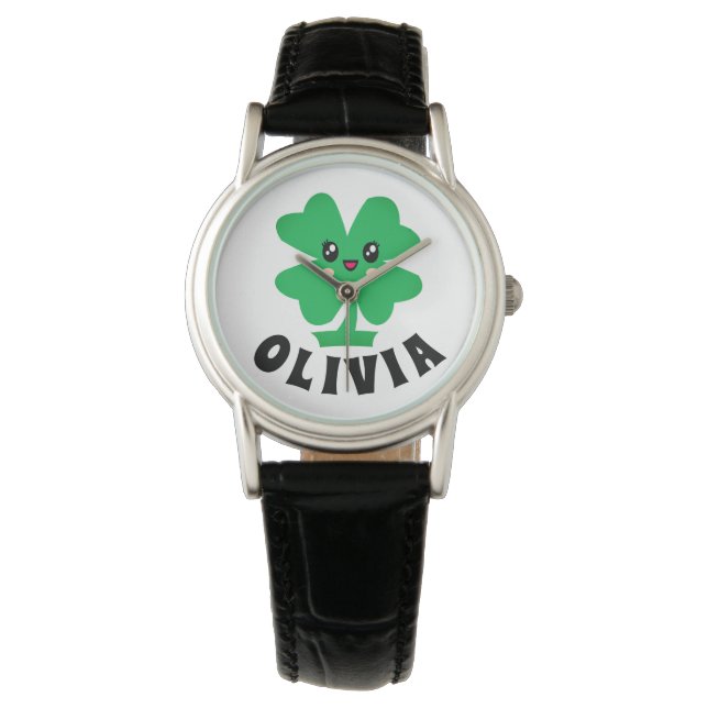 Montre Nom personnalisé du Shamrock vert (devant)
