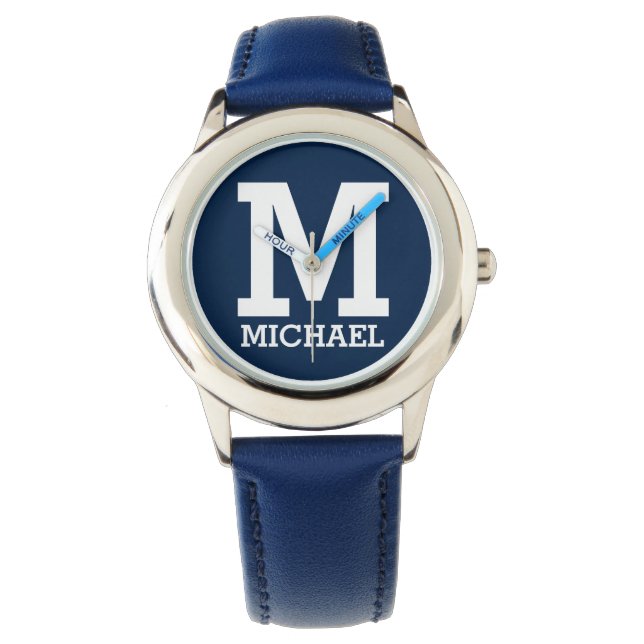 Montre Nom personnalisé et typographie en gras monogramme (devant)