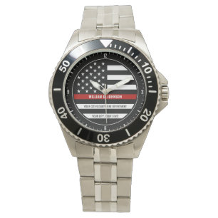 Montre Nom personnalisé FireFighter Mince Station d'incen