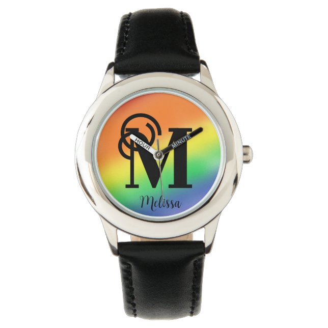 Montre Nom personnalisé Monogram Arc-en-ciel (devant)