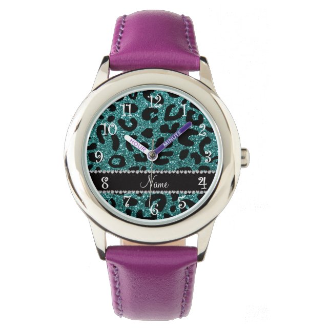 Montre Nom personnalisé parties scintillant turquoise imp (devant)