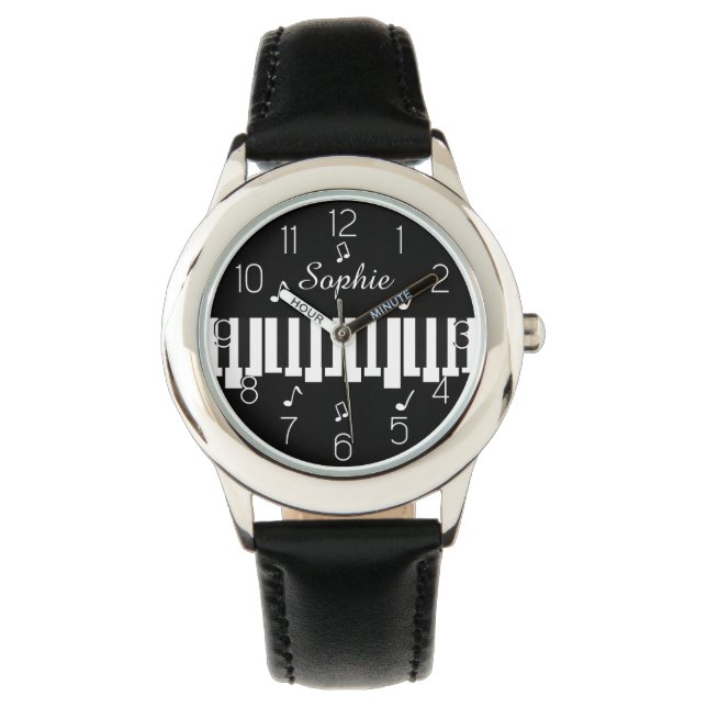 Montre Nom personnalisé Piano Clavier de musicien (devant)