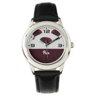 Montre Nom personnalisé rubis rouge pierres précieuses