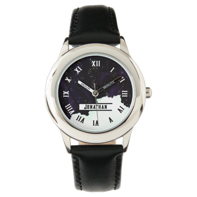 Montre Nom PERSONNALISÉ Starry Outer Space and Cloud (devant)