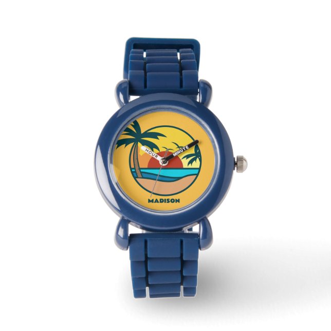 Montre Nom personnalisé Tropical Beach Sunset (Recto)