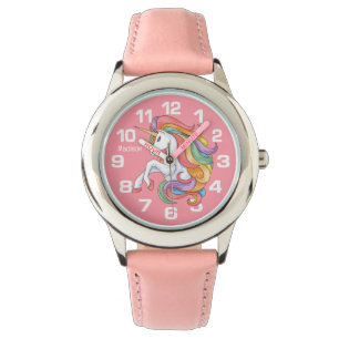 Montre Nom personnalisé Unicorne colorée