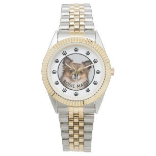 Montre Nom photo du chien mignon Empreintes de pattes per