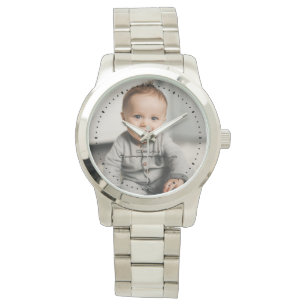 Montre Nom photo moderne Silver