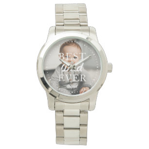 Montre Nom photo personnalisé Meilleur papa jamais argent