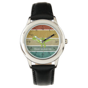Montre nom saurus green t-rex retro arrière - plan dino