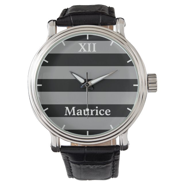 Montre nom sur bandes noires (devant)