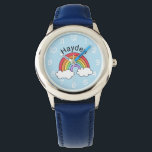 Montre Nom sur l'arc-en-ciel<br><div class="desc">Design arc-en-ciel clair et coloré personnalisé avec le nom de votre enfant.</div>