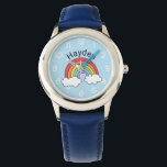 Montre Nom sur l'arc-en-ciel<br><div class="desc">Design arc-en-ciel clair et coloré personnalisé avec le nom de votre enfant.</div>